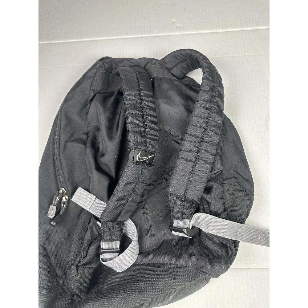 Vintage 90s Nike Black Backpack Y2K Embroidered Logo Multi Functional School